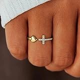 Cross Rings for Teen Girls Silver/Gold Heart Ring