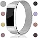 Maledan for Fitbit Charge 2 Bands, Stainless Steel Milanese Loop Metal Replacement Accessories Bracelet Strap with Unique Magnet Lock for Fitbit Charge 2 HR Silver Large