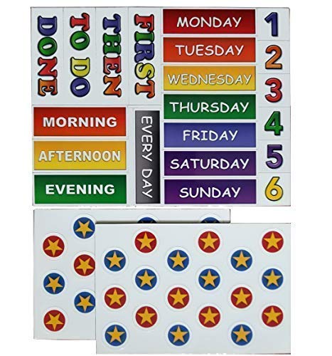 SchKIDules 2-in-1 Complete Collection Bundle Visual Schedule: Daily Kids Calendar and Weekly Responsibility Chart All in One; 18" Trifold Magnetic Board, 132 Activity Magnets and 57 Accessory Magnets