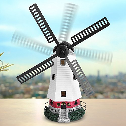 image for Greensen Windmill LED Lighthouse, 20” Solar Powered Rechargeable Win