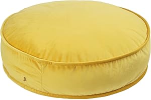 YIUOR Round Floor Pillow Cover Velvet Throw Seating Pouf Yoga Meditation Cushion Plush Case Reading Room Decor Cover Only (25.6IN, Yellow)