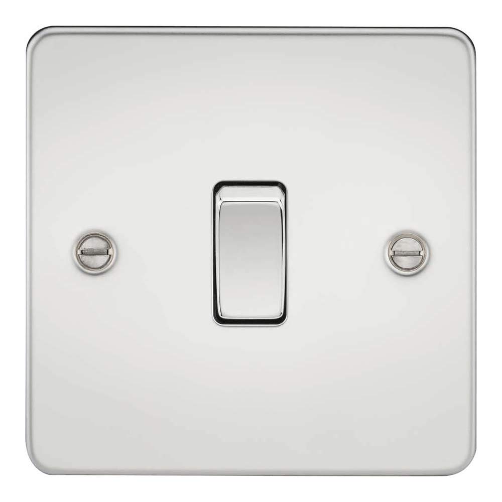 Knightsbridge FP2000PC Flat Plate 2 Way Switch, Polished Chrome, 10AX, 1G