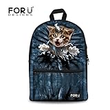 FOR U DESIGNS Cute Cat Dog Print Durale Kids Canvas Bookbag Back to School