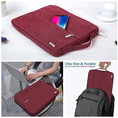 V Voova 14-15.6 Inch Laptop Sleeve Carry Case Waterproof Computer Chromebook Bag Protective Cover with Handle Compatible for MacBook Pro Retina 15.4" / Surface Book 2 15", HP Asus Acer Notebook,Red