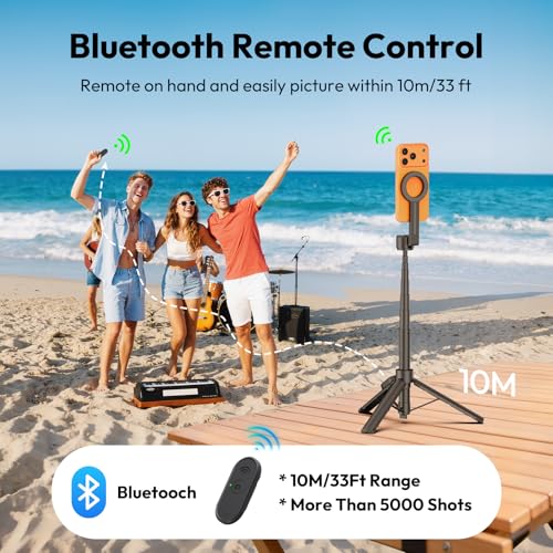 ULANZI SK26 Magnetic Phone Tripod, 44.5'' Selfie Stick for Magsafe w Remote, Portable Tripod for iPhone 17 Pro Extendable Cell Phone Stand Lightweight for Vlog Travel Recording Streaming Selfies