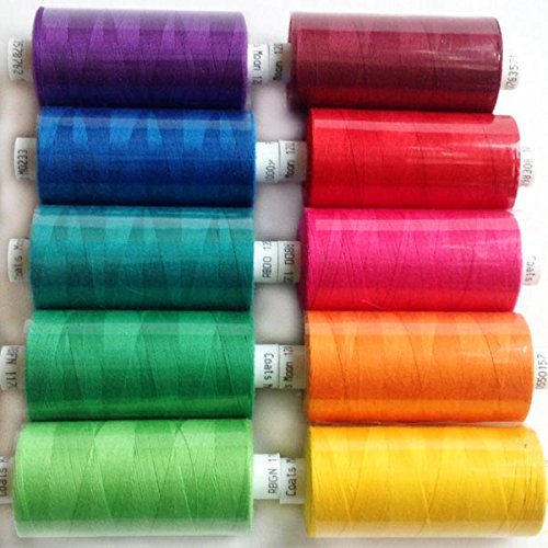 10 x Moon Polyester Reels Thread Sewing Over Locking Coats 1000 yards 120’s (Red)
