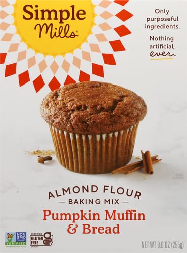 SIMPLE MILLS ALMOND FLOUR BAKING MIX, PUMPKIN MUFFIN & BREAD MIX – GLUTEN FREE, PLANT BASED, PALEO FRIENDLY, 9 OUNCE (PACK OF 1)