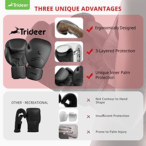 Trideer Pro Grade Boxing Gloves for Men & Women Kickboxing Training