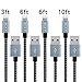 Charging Cable BCXY 4pcs 3ft/6ft/6ft/10ft iPhone Charger Nylon Braided USB Charging Cable Charger for iPhone X/ 8/ 8plus/ 7/7 Plus/ 6/ 6Plus/ 6S/5/5S/5C/SE/iPad/iPod Compatible with ios(Black Gray)