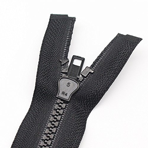 YaHoGa 2PCS #5 27 Inch Separating Jacket Zippers for Sewing Coats Jacket Zipper Black Molded Plastic Zippers Bulk (27" 2pcs)