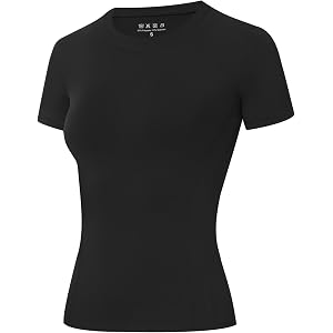 Runhit Womens Compression Shirt Short Sleeve Workout Tops Athletic Running Gym T-Shirt Moisture Wicking Quick Dry UPF 50+