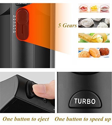 TimedMALL Electric Hand Mixer,200W with 5 Different Speed Settings and Turbo Button with Sturdy Whisk Beaters and Dough Hooks,Stainless Steel Food Mixer Sturdy Beaters