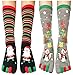 Ayliss 4/8 Pair Womens Five Toes Christmas Socks Winter Warm Stretchy Crew Socks,4 Pairs