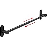 MIROAMZ Towel Bar, Adjustable 14.4inch - 25.2inch Towel Rack, Self Adhesive Wall Mounted for Bathroom Kitchen Hand Towel Holder Cloths Hanger 304 Stainless Steel Organizer Single Bar (1, Matte Black)
