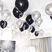 Black and Silver Party Decorations Tissue Paper Pom Poms Paper Lanterns Pennant Banner Swirls Pack for Birthday Party, Bachelorette, Retirement, Graduation Decorations