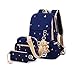 MIUCOO Canvas Laptop Backpack Casual Shoulder Bag Cute Purse (Navy Blue)