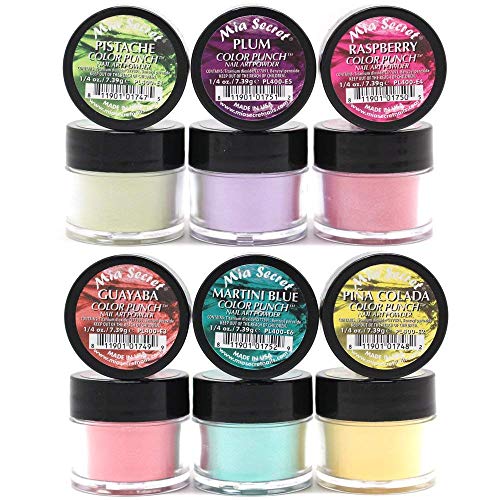 Mia Secret Color Punch Collection Nail Acrylic Powder Set Of 6 