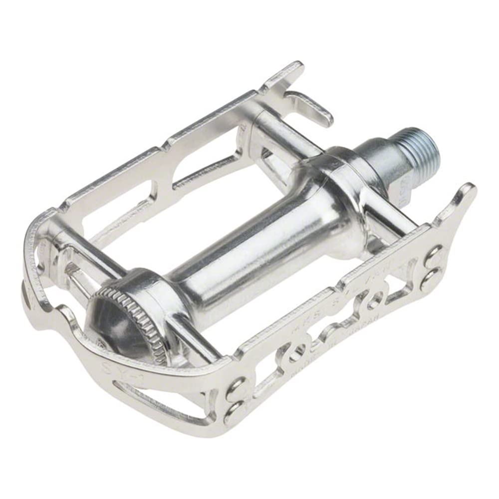 MKS Sylvan Road Pedal: Classic and Durable Road Bike Pedals with a Sleek Design, Bearings, and a Lightweight Alloy Body, Ideal for Road Cycling and Touring Enthusiasts, Metallic