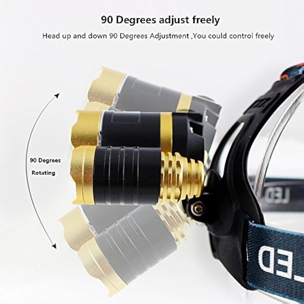 Brightest LED Headlamp 6000 Lumen Flashlight 2X 5000 MAh Rechargeable