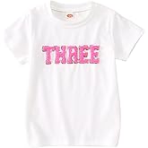 GLIGLITTR Toddler Baby Girls Birthday Shirt 2nd 3rd 4th Birthday Tshirt Two Three Four Bday Party Outfits Embroidery Tee Tops