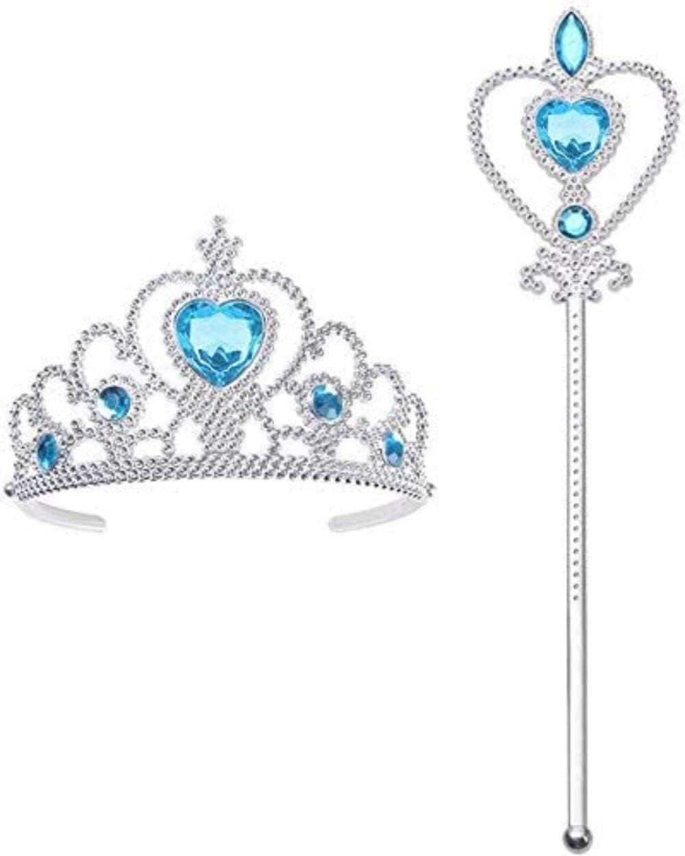 Vicloon Elsa Princess Tiara Crown and Snowflake Wand Set for Kids