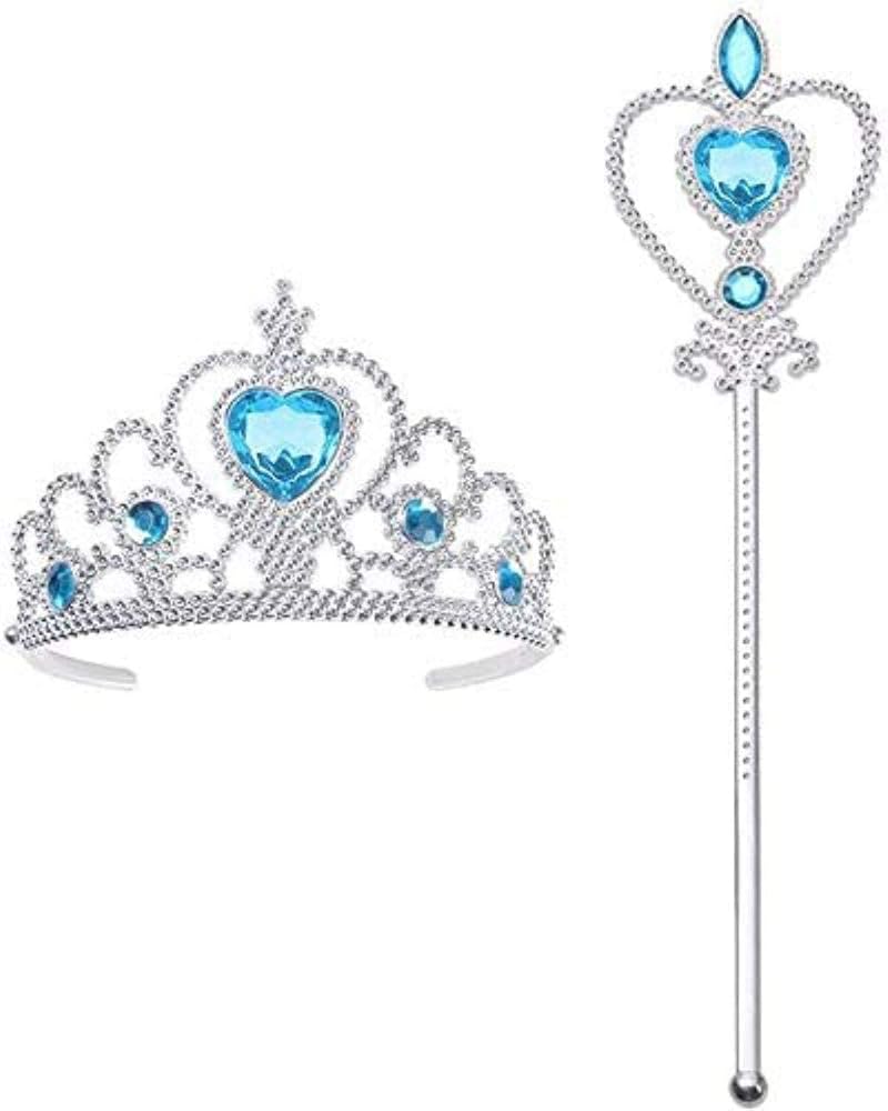 Vicloon Elsa Princess Tiara Crown and Snowflake Wand Set for Kids