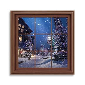Framed Xmas Window Home Artwork for Living Room Bedroom