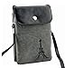 Leegoal Multipurpose Famous France Eiffel Tower Design Two separated Pouches Cell Phone Soft Fuzz and PU Leather Bag Crossbody Purse for Apple Iphone 4 4s Iphone 5 5s 5c Samsung Galaxy S4 S3 Galaxy Note 2 HTC Money Key Cards with Shoulder Strap & Magnetic Snap Buttom Closure (Grey)