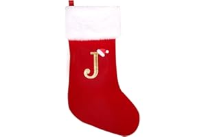 Wlflash 20 Inches Super Soft Plush Monogram Christmas Stockings Xmas Rustic Personalized Stocking Embroidered Letter Decoration for Decor