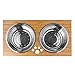 FOREYY Raised Pet Bowls for Cats and Small Dogs, Bamboo Elevated Dog Cat Food and Water Bowls Stand Feeder with 2 Stainless Steel Bowls and Anti Slip Feet (10'' Tall-50 oz Bowl)