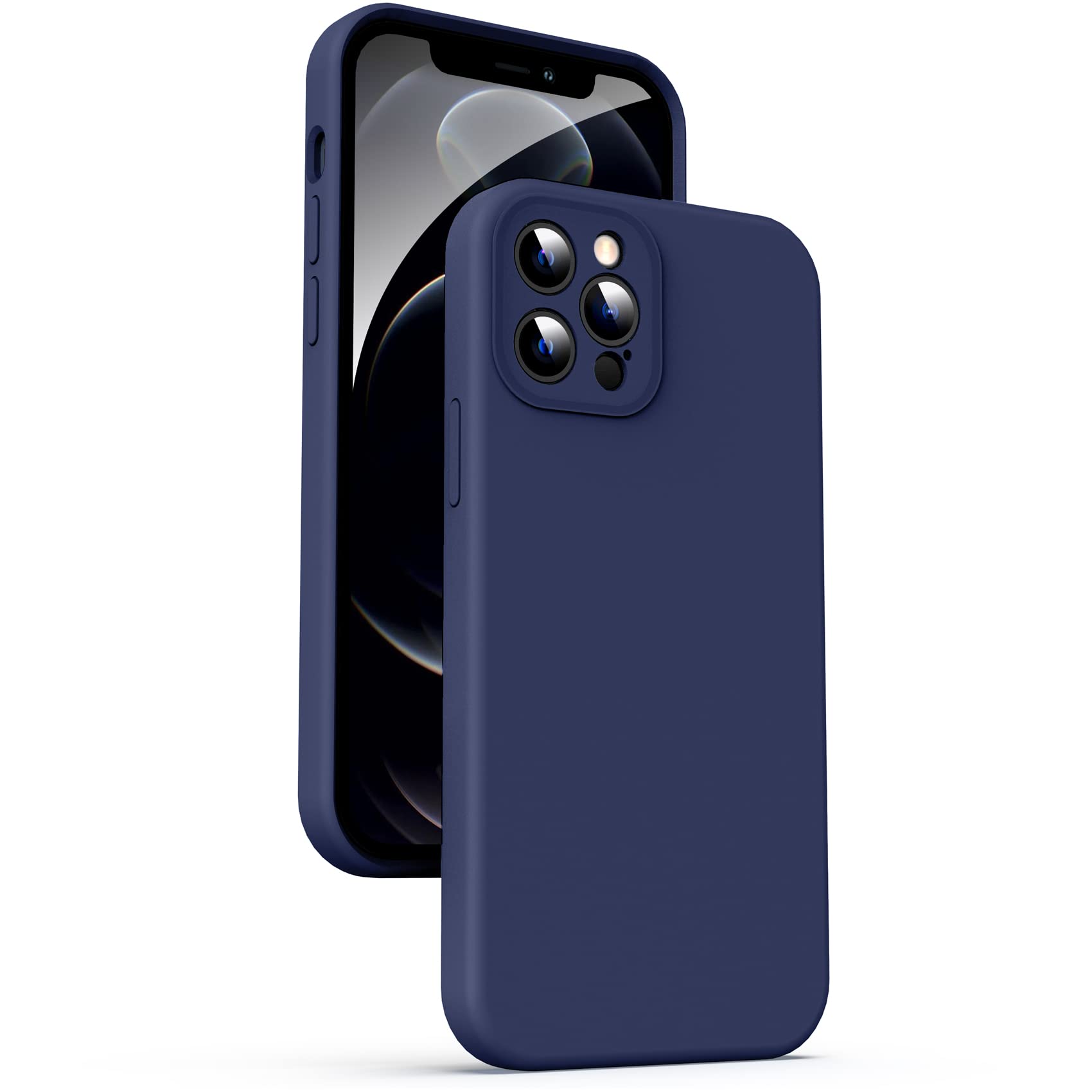 Supdeal Liquid Silicone Case for iPhone 12 Pro, [Camera Protection] [Anti Fingerprint] [Wireless Charging] 4 Layer Phone Case Protective Cover, Built-in Microfiber Case Cover, 6.1", Navy Blue — image 1