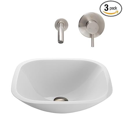 Vigo Square Shaped White Phoenix Stone Vessel Sink And Olus Wall