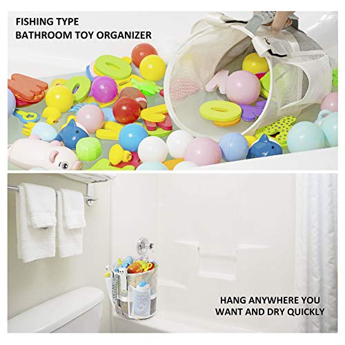 Quick Scoop Mesh Bath Toy Organizer for Tub with YKK Zipper，Multiple