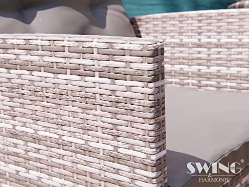 Swing & Harmonie Sitzgruppe Garten - Rattanmöbel Outdoor - Robuste Gartenmöbel - Hochwertige Gartengarnitur - Garten-Essgruppe - Outdoormöbel - Esstisch (grau) – Bild 6