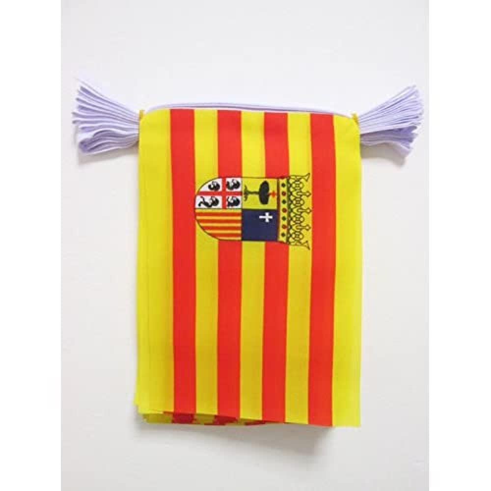 AZ FLAG Aragon Bunting Flag, 20 Ft Garland 20 Small Spanish region of Aragón Flags 8'' x 6'', 100% Polyester String Pennant, 6 meters — image 1