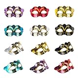 Solovey 12Pack Gold Shining Plated Party Mask Wedding Props Masquerade Mardi Gras Mask Party Costume Accessory, Large