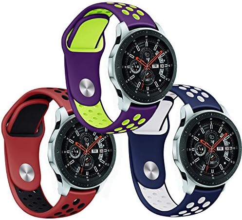 KINGLOO Compatible Samsung Galaxy Watch (46mm) Bands/Gear S3 Frontier,22mm Quick Release Silicone Breathable Sports Replacement Wristband for S3 Classic Smart Watch(3 Pcs)