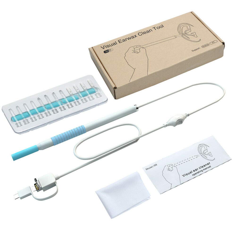1.3MP HD Ear Endoscope USB Camera 3-in-1 Scope & Earwax Remover for Android, Windows, MAC PCs - 2M (White/Blue)