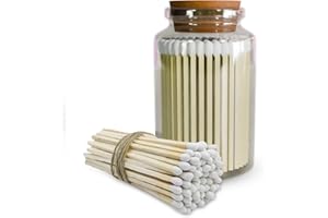 Prime Necessities Wooden Matches, 1.9" Long Matches for Candles, Matches in a Jar, Colored Safety Matches for Lighting Candles with Match Striker On The Jar (110 Matches per Jar) (White)
