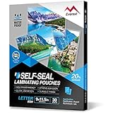 Everest Self Adhesive Laminating Films - Waterproof Lamination Pouches - 9 x 11.5 Inches - 30 Sheets - Letter Size - No Machine Needed