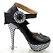SHOW STORY Sexy Flower Ankle Strap Stripe Stiletto Platform Pumps Shoes,LF30404