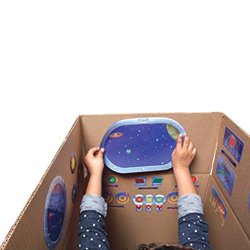eeBoo Spaceship Pretend Play Cardboard Box Reusable Stickers