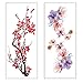 Flowers Printing Temporary Tattoos Stickers, Butterfly Rose Lotus Blossoms Stickers for Girl and Women