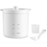 Olayks Mini Rice Cooker 2 Cup Uncooked, Small Electric Cooker, with 4 Cooking Functions, 24 Hour Preset and Heat Preservation, Anti Scald Carry Handle
