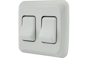 Double SPST On-Off Switch with Bezel, 12-Volt, for RV, Trailer, Camper (White)