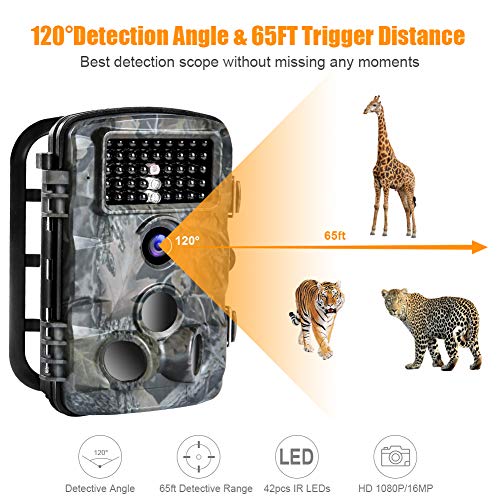 image for SEREE Trail Camera 16MP 1080P Waterproof Wildlife Scouting Camera Hunt