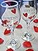 BANBERRY DESIGNS His and Hers Gifts - Wine Glass Set - I Love You, Love You More - Set of 2 - Sweethearts Wine Glasses with Decorative Hearts - Romantic Glassware - 7 3/4