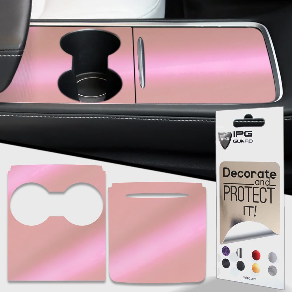 Photo 1 of IPG Pink Pearl Custom Car Decal for Tesla Model 3-Y Center Console (Gen2) 2021-23 Wrap Decals Stickers