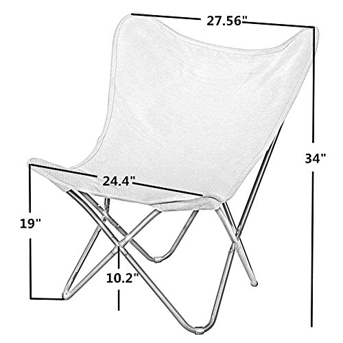 PatioPost Butterfly Chair Outdoor Camping with Black Steel Frame, Home Office Furniture, Grey