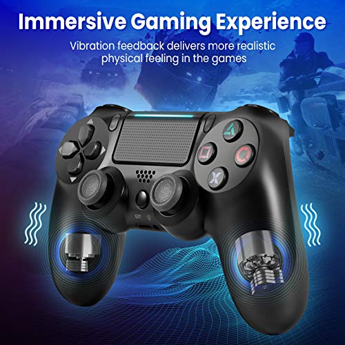 Medvoe Wireless Game Controller for PS4, Built-in 1000mAh Battery/Speaker/Gyro/Motor Joystick Remote Gamepad for Playstation 4/Slim/Pro Console - Jet Black
